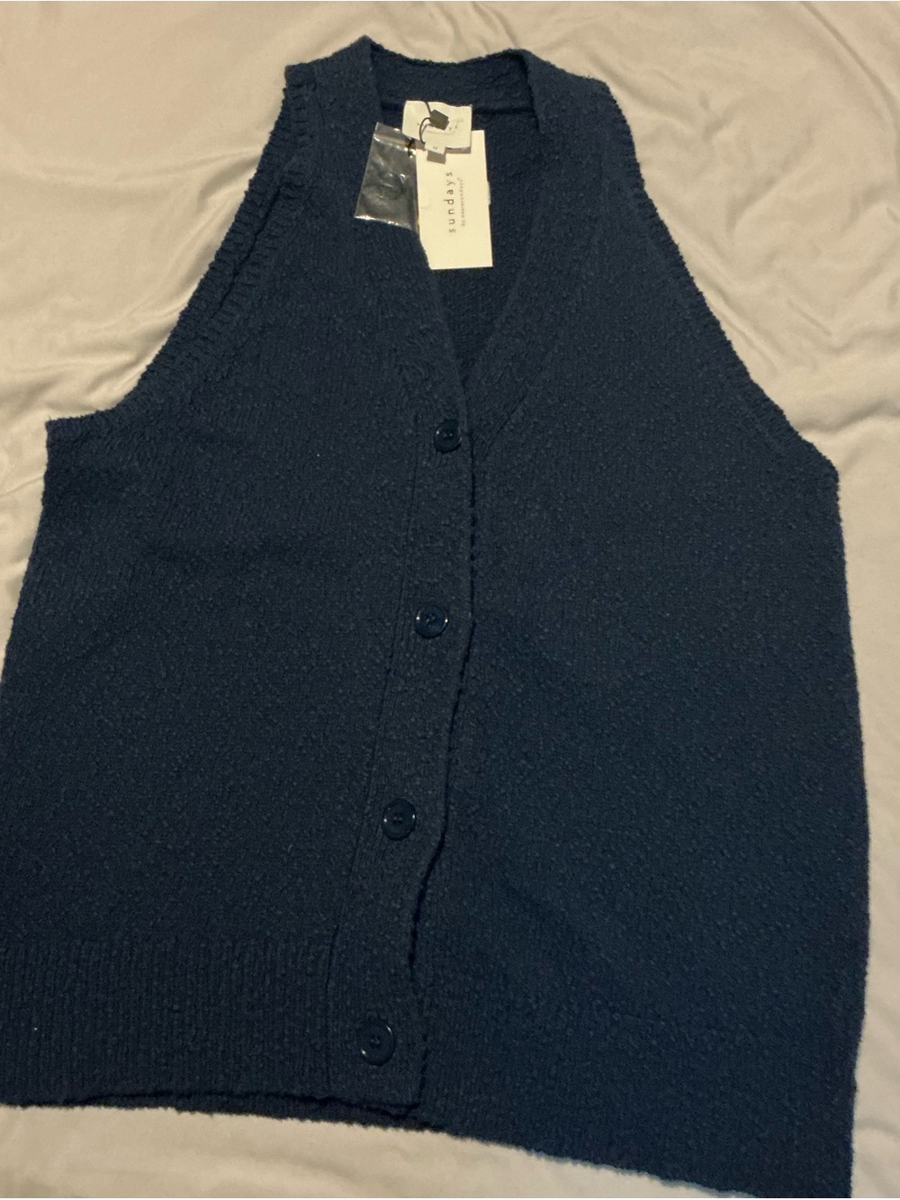 sundays Navy Knit Button-Front Vest - Picture 8 of 9